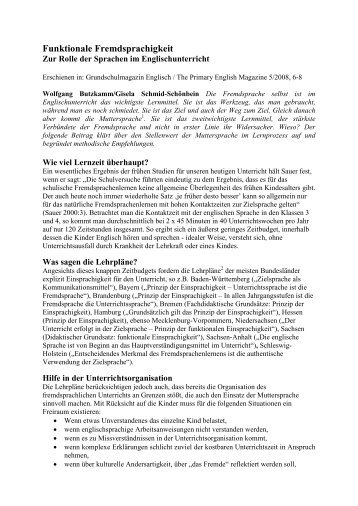 Funktionale Fremdsprachigkeit - Fremdsprachendidaktik