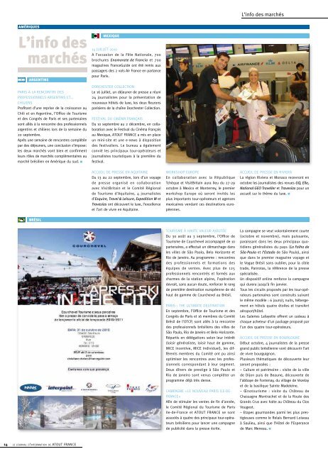 LE JOURNAL D'INFORMATION DE ATOUT FRANCE n