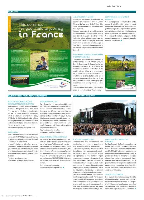 LE JOURNAL D'INFORMATION DE ATOUT FRANCE n