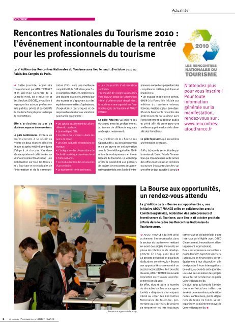 LE JOURNAL D'INFORMATION DE ATOUT FRANCE n