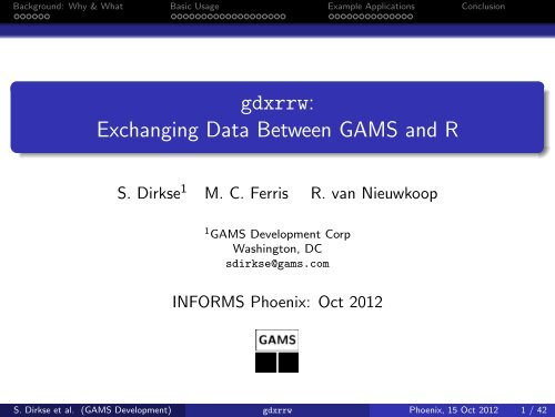gdxrrw: Exchanging Data Between GAMS and R