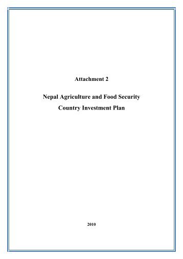 Nepal Agriculture and Food Security Country Investment Plan - GAFSP