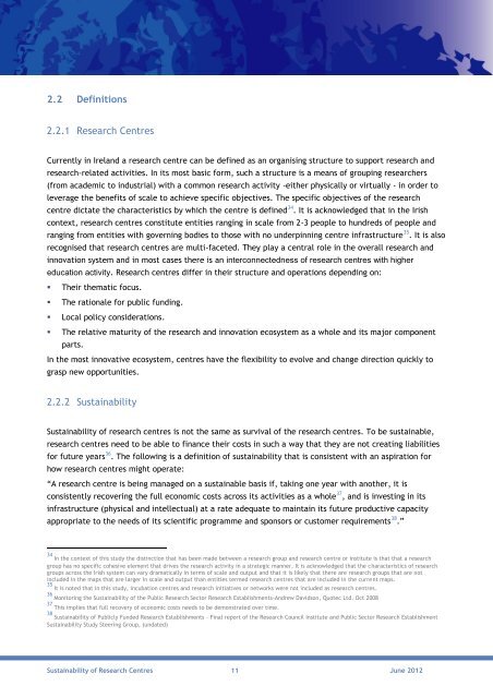 Sustainability of Research Centres - Advisory Science Council