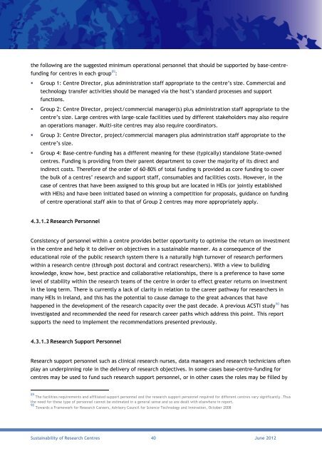 Sustainability of Research Centres - Advisory Science Council