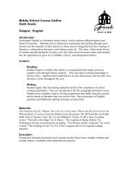 Middle School Course Outline Sixth Grade Subject: English