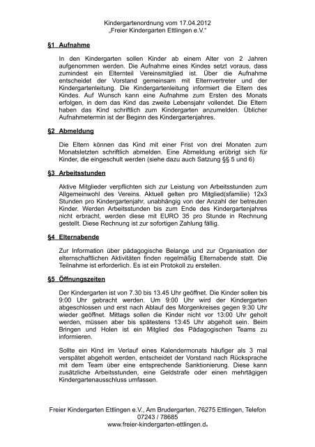 Kindergartenordnung - Freier-kindergarten-ettlingen.de