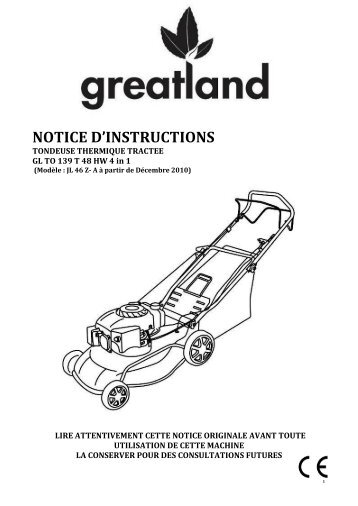 Notice d'emploi Greatland - Bienvenue sur le site technique de Gardif