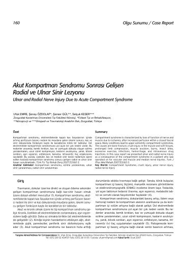 Akut Kompartman Sendromu Sonras› Geliflen Radial ... - FTR Dergisi