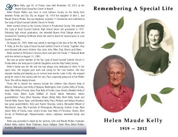 Helen Maude Kelly - Fratzke & Jensen Funeral Home