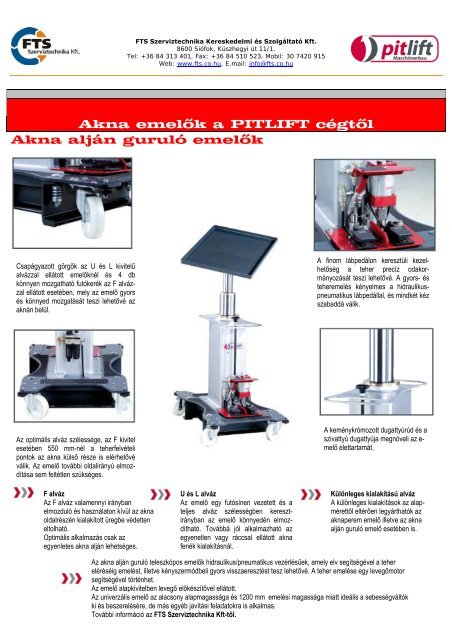 PITLIFT akna alján guruló emelő - fts.co.hu