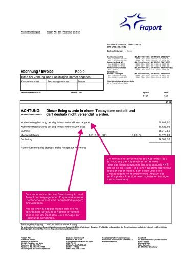 Musterrechnung mit Gestattungsvertrag - Fraport AG