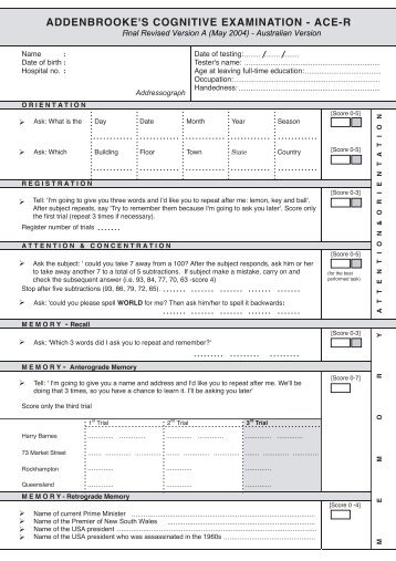 日本語版 addenbrooke s cognitive examination revised ace r