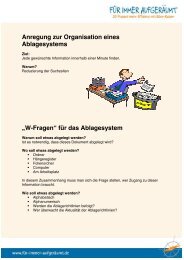 Anregung zur Organisation eines Ablagesystems „W-Fragen“ für das ...