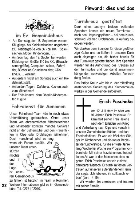 Pflaumenkuchenkonzert - Evangelische Kirchengemeinde Olpe