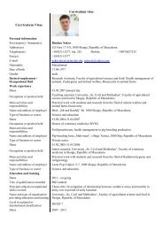 Europass Curriculum Vitae Www Fznh Ukim Edu Mk