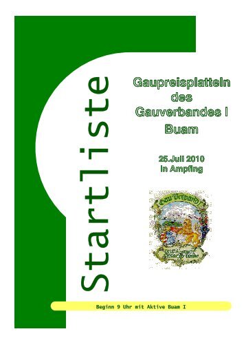 Startliste Buam - Gauverband 1