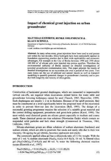 Impact of chemical grout injection on urban groundwater - IAHS