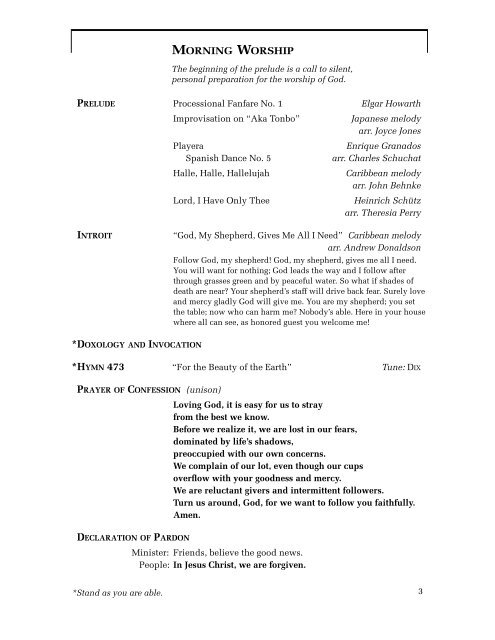 View pdf of bulletin - Fourth Presbyterian Church