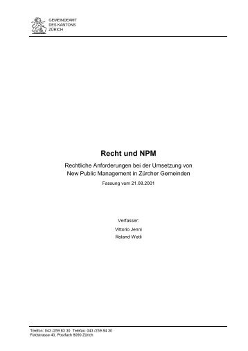 Recht und NPM (PDF, 272 kB) - Gemeindeamt - Kanton Zürich