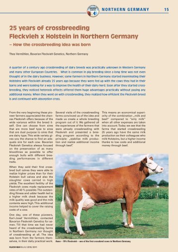 25 years of crossbreeding Fleckvieh x Holstein in Northern Germany