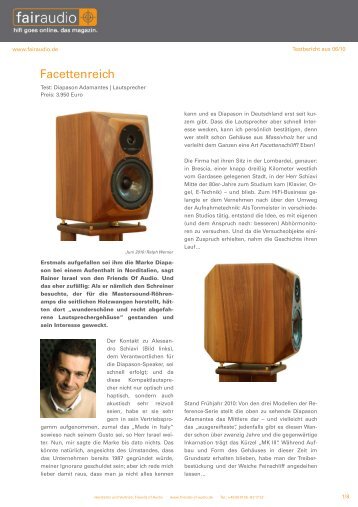 Testbericht Diapason ADAMANTES bei fairaudio ... - Friends of Audio