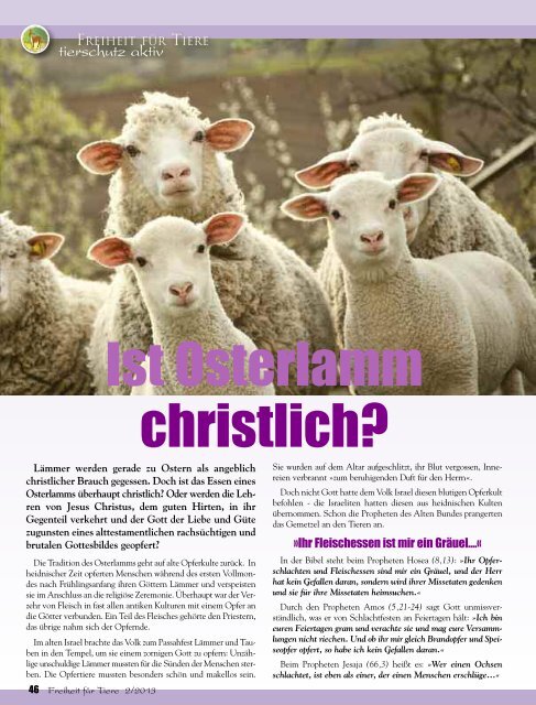 pdf-download der gesamten Ausgabe - Magazin Freiheit für Tiere