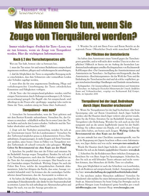 pdf-download der gesamten Ausgabe - Magazin Freiheit für Tiere