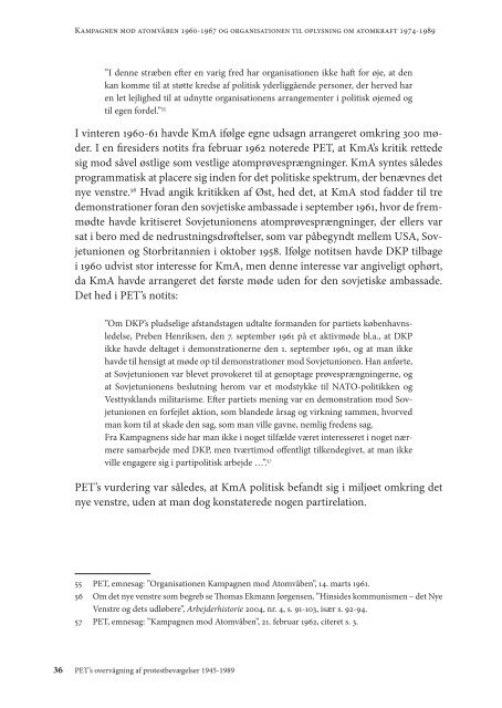 PET'S OVERVÅGNING AF PROTESTBEVÆGELSER 1945-1989