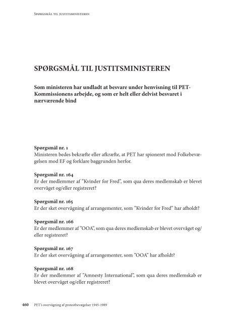 PET'S OVERVÅGNING AF PROTESTBEVÆGELSER 1945-1989