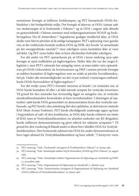 PET'S OVERVÅGNING AF PROTESTBEVÆGELSER 1945-1989