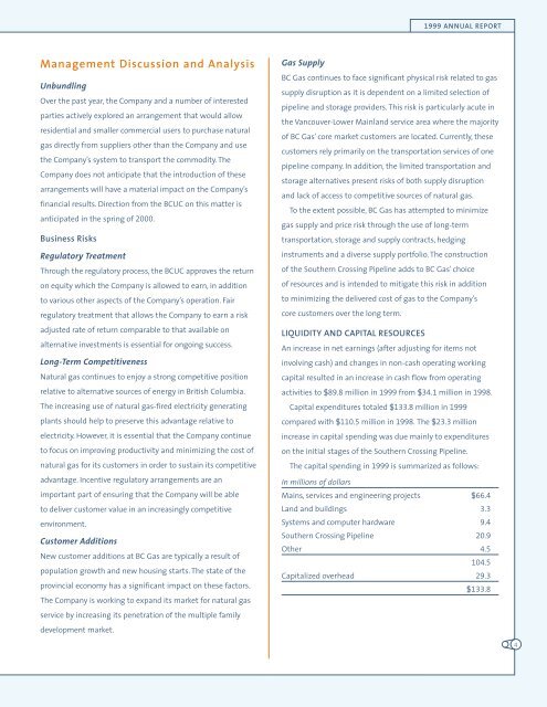 1999 BC Gas Utility Ltd. annual report - FortisBC