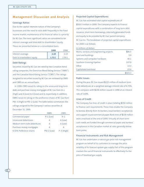 1999 BC Gas Utility Ltd. annual report - FortisBC