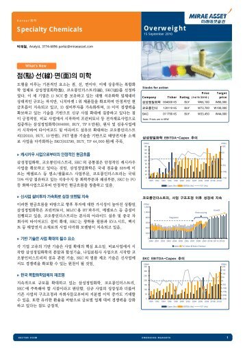 Specialty Chemicals 점(點)·선(線)·면(面)의 미학 ... - Mirae asset