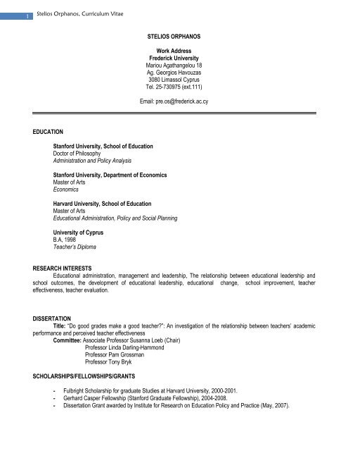 Full CV - Frederick University