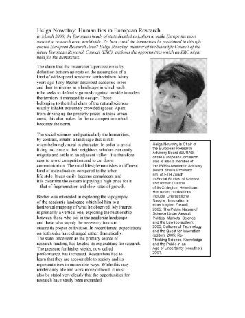 Helga Nowotny: Humanities in European Research