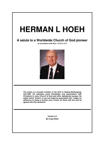 Herman L Hoeh: Salute to a Pioneer (article) - Origin of Nations