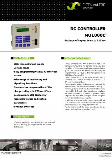 DC CONTROLLER MU1000C - FIRSTPOWER