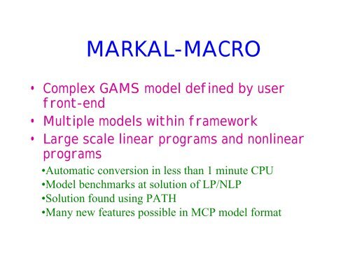 Complementarity Problems: Examples and Preprocessing - Gams