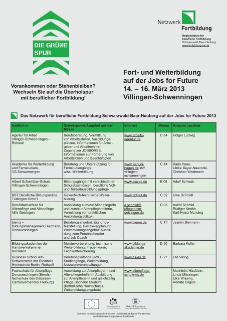 Messe-Flyer Mitglieder - Weiterbildung in Baden-Württemberg