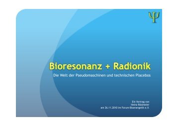 Die Welt der Pseudomaschinen und technischen Placebos - Forum ...