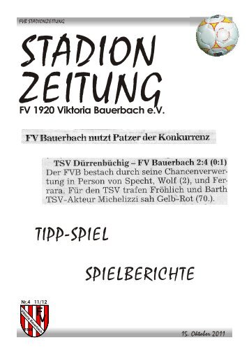 TIPP-SPIEL SPIELBERICHTE - FV Bauerbach