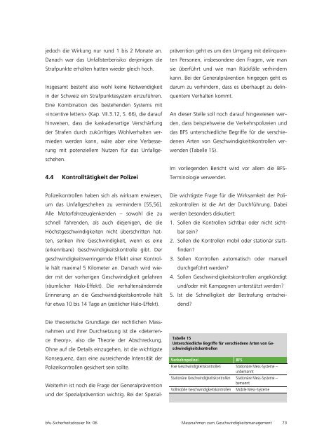 Der Faktor Geschwindigkeit im motorisierten Strassenverkehr - BfU