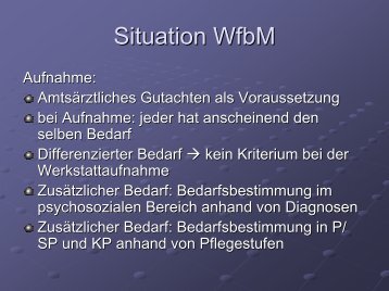 Situation WfbM - GBM