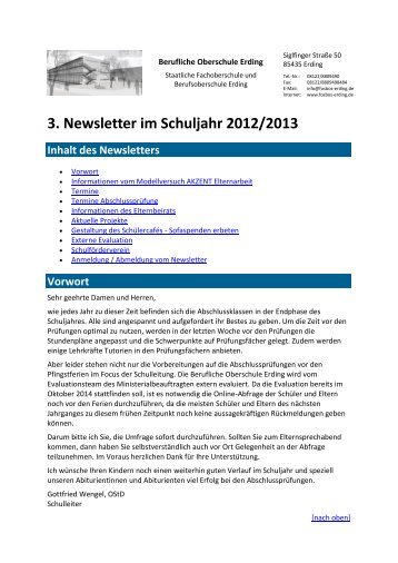 3. Newsletter im Schuljahr 2012/2013 - FOS/BOS Erding