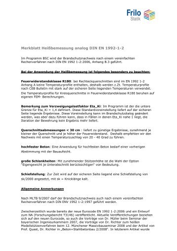 Merkblatt Heißbemessung analog DIN EN 1992-1-2 - Frilo