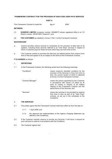 FRAMEWORK CONTRACT FOR THE PROVISION OF NON-CODE ...