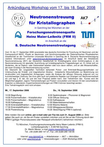 Neutronenstreuung für Kristallographen - FRM II