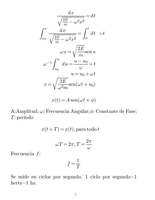 Movimiento oscilatorios: libre, amortiguado, forzado.