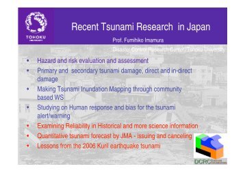 Recent Tsunami Research in Japan - FZK