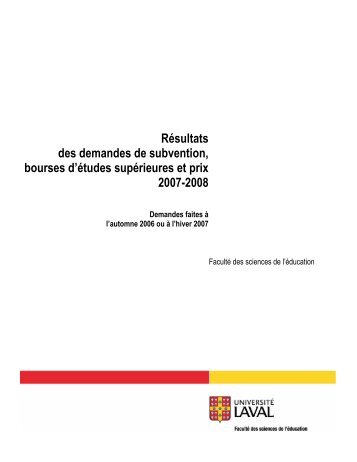 Résultats Dem Subv B ét sup CRSH-FQRSC-2007-08 - Faculté des ...